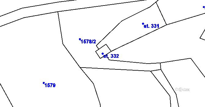 Parcela st. 332 v KÚ Rokytnice u Vsetína, Katastrální mapa