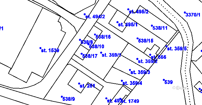 Parcela st. 359/1 v KÚ Rokytnice u Vsetína, Katastrální mapa