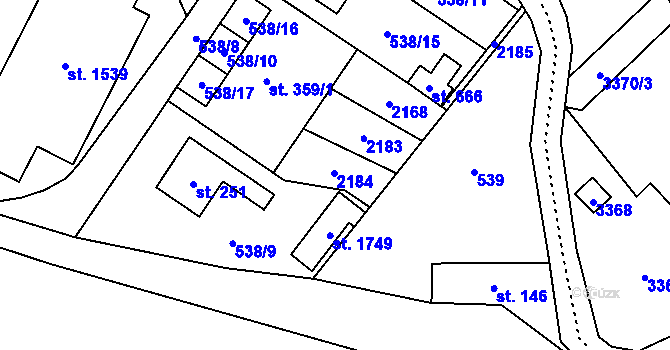 Parcela st. 359/4 v KÚ Rokytnice u Vsetína, Katastrální mapa