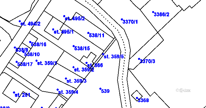 Parcela st. 359/5 v KÚ Rokytnice u Vsetína, Katastrální mapa