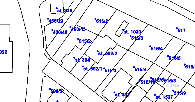 Parcela st. 392/2 v KÚ Rokytnice u Vsetína, Katastrální mapa