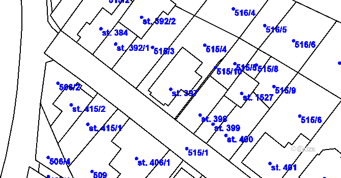 Parcela st. 397 v KÚ Rokytnice u Vsetína, Katastrální mapa