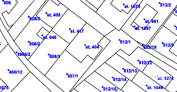 Parcela st. 404 v KÚ Rokytnice u Vsetína, Katastrální mapa