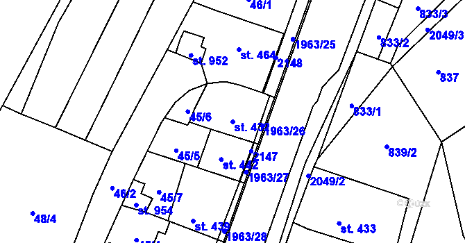 Parcela st. 432 v KÚ Rokytnice u Vsetína, Katastrální mapa