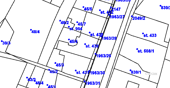 Parcela st. 438 v KÚ Rokytnice u Vsetína, Katastrální mapa