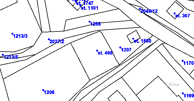 Parcela st. 466 v KÚ Rokytnice u Vsetína, Katastrální mapa