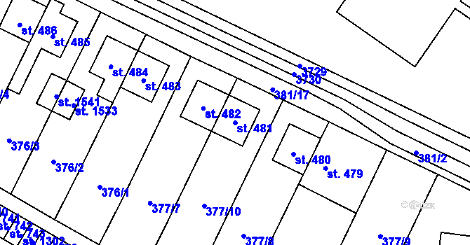 Parcela st. 481 v KÚ Rokytnice u Vsetína, Katastrální mapa