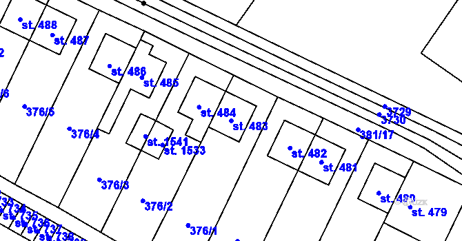 Parcela st. 483 v KÚ Rokytnice u Vsetína, Katastrální mapa