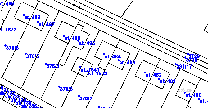 Parcela st. 484 v KÚ Rokytnice u Vsetína, Katastrální mapa