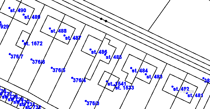 Parcela st. 485 v KÚ Rokytnice u Vsetína, Katastrální mapa