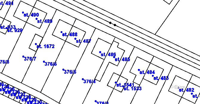 Parcela st. 486 v KÚ Rokytnice u Vsetína, Katastrální mapa