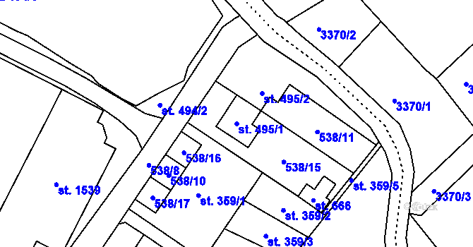 Parcela st. 495/1 v KÚ Rokytnice u Vsetína, Katastrální mapa