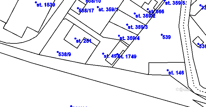 Parcela st. 497 v KÚ Rokytnice u Vsetína, Katastrální mapa