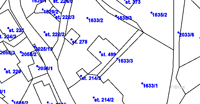 Parcela st. 499 v KÚ Rokytnice u Vsetína, Katastrální mapa