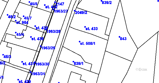 Parcela st. 508/1 v KÚ Rokytnice u Vsetína, Katastrální mapa