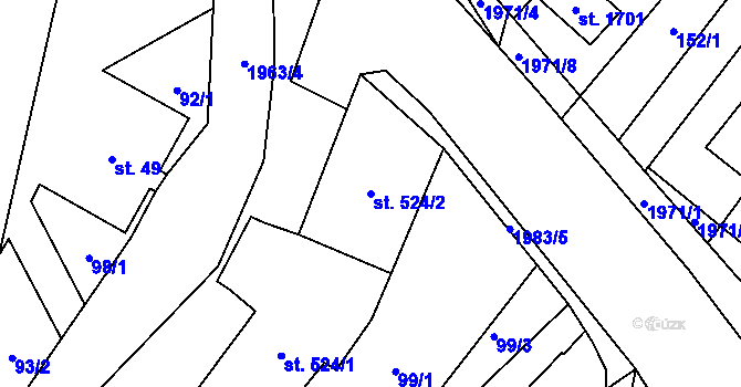 Parcela st. 524/2 v KÚ Rokytnice u Vsetína, Katastrální mapa