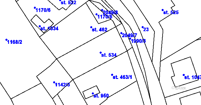 Parcela st. 534 v KÚ Rokytnice u Vsetína, Katastrální mapa