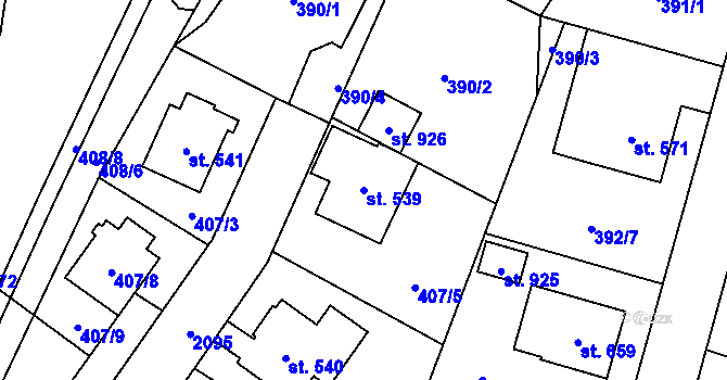 Parcela st. 539 v KÚ Rokytnice u Vsetína, Katastrální mapa