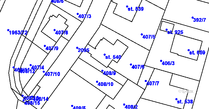 Parcela st. 540 v KÚ Rokytnice u Vsetína, Katastrální mapa