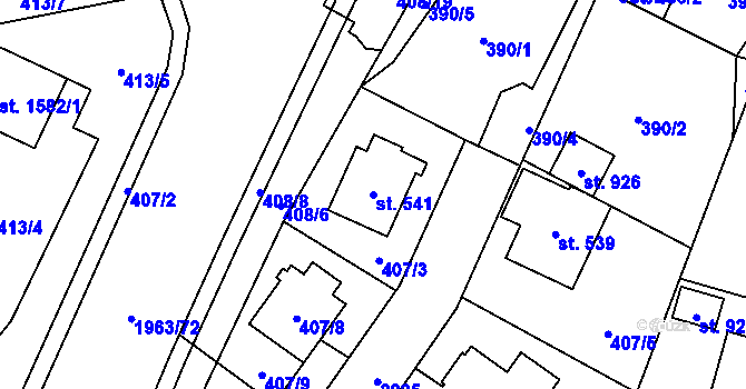 Parcela st. 541 v KÚ Rokytnice u Vsetína, Katastrální mapa