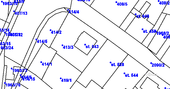 Parcela st. 543 v KÚ Rokytnice u Vsetína, Katastrální mapa