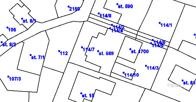 Parcela st. 589 v KÚ Rokytnice u Vsetína, Katastrální mapa