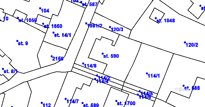 Parcela st. 590 v KÚ Rokytnice u Vsetína, Katastrální mapa