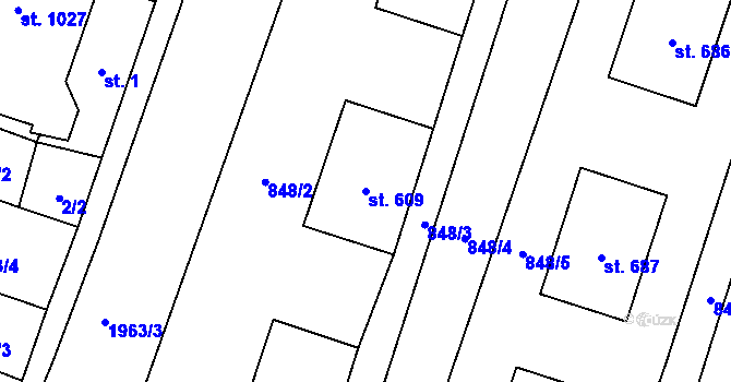 Parcela st. 609 v KÚ Rokytnice u Vsetína, Katastrální mapa