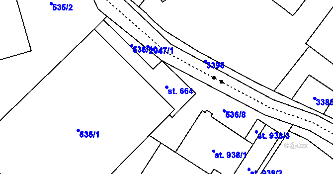 Parcela st. 664 v KÚ Rokytnice u Vsetína, Katastrální mapa