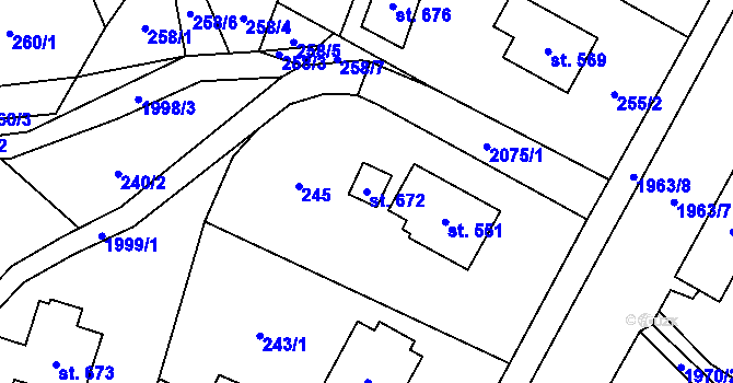 Parcela st. 672 v KÚ Rokytnice u Vsetína, Katastrální mapa