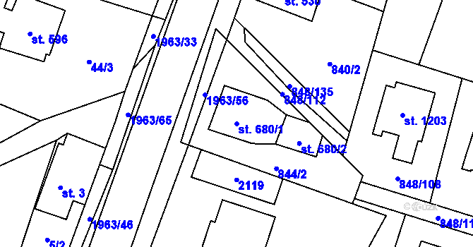Parcela st. 680/1 v KÚ Rokytnice u Vsetína, Katastrální mapa