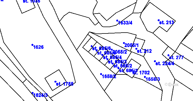 Parcela st. 685/5 v KÚ Rokytnice u Vsetína, Katastrální mapa