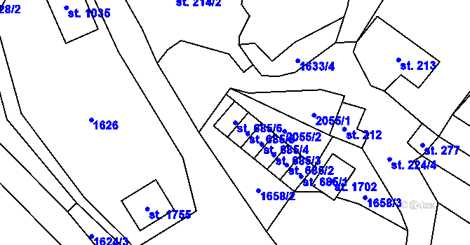 Parcela st. 685/6 v KÚ Rokytnice u Vsetína, Katastrální mapa
