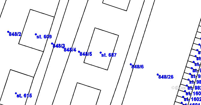 Parcela st. 687 v KÚ Rokytnice u Vsetína, Katastrální mapa