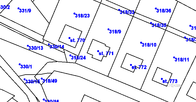 Parcela st. 771 v KÚ Rokytnice u Vsetína, Katastrální mapa