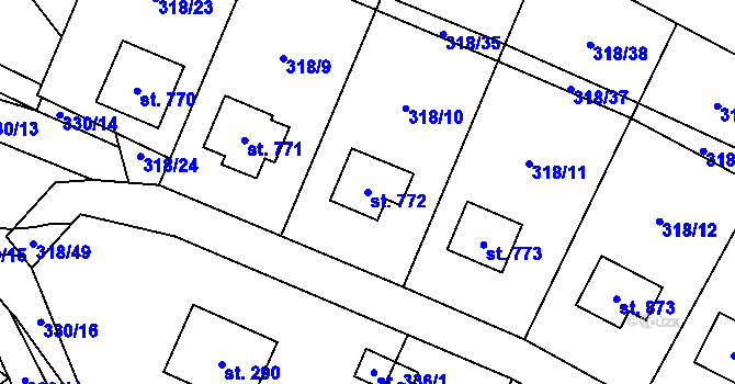 Parcela st. 772 v KÚ Rokytnice u Vsetína, Katastrální mapa