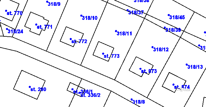 Parcela st. 773 v KÚ Rokytnice u Vsetína, Katastrální mapa