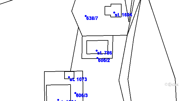 Parcela st. 786 v KÚ Rokytnice u Vsetína, Katastrální mapa