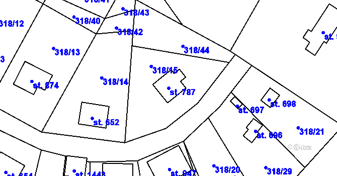 Parcela st. 787 v KÚ Rokytnice u Vsetína, Katastrální mapa