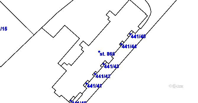 Parcela st. 865 v KÚ Rokytnice u Vsetína, Katastrální mapa