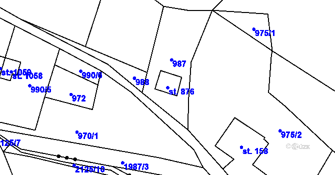 Parcela st. 876 v KÚ Rokytnice u Vsetína, Katastrální mapa