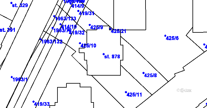Parcela st. 878 v KÚ Rokytnice u Vsetína, Katastrální mapa