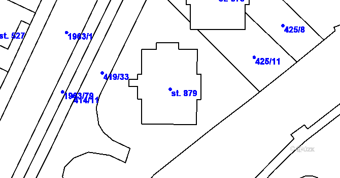 Parcela st. 879 v KÚ Rokytnice u Vsetína, Katastrální mapa