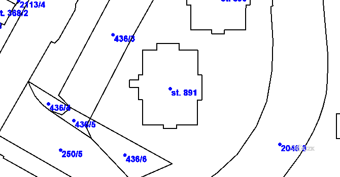 Parcela st. 891 v KÚ Rokytnice u Vsetína, Katastrální mapa