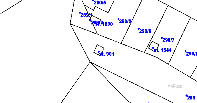 Parcela st. 901 v KÚ Rokytnice u Vsetína, Katastrální mapa