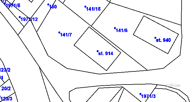 Parcela st. 914 v KÚ Rokytnice u Vsetína, Katastrální mapa