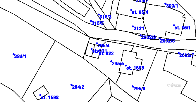 Parcela st. 922 v KÚ Rokytnice u Vsetína, Katastrální mapa