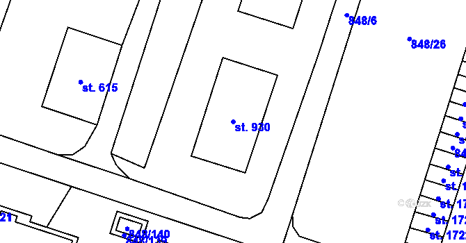 Parcela st. 930 v KÚ Rokytnice u Vsetína, Katastrální mapa