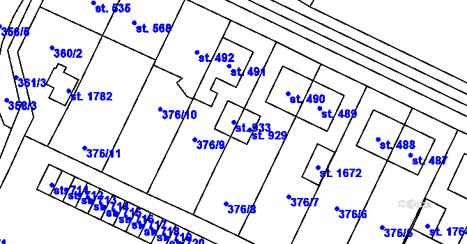 Parcela st. 933 v KÚ Rokytnice u Vsetína, Katastrální mapa