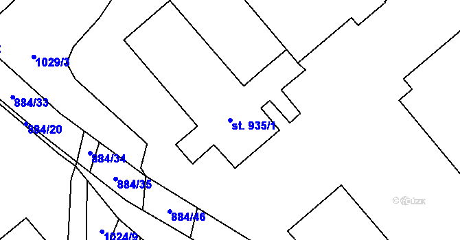 Parcela st. 935/1 v KÚ Rokytnice u Vsetína, Katastrální mapa